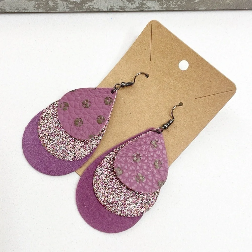 Polkadot print teardrop hand made earrings